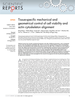 Tissue-Specific Mechanical and Geometrical Control of Cell Viability