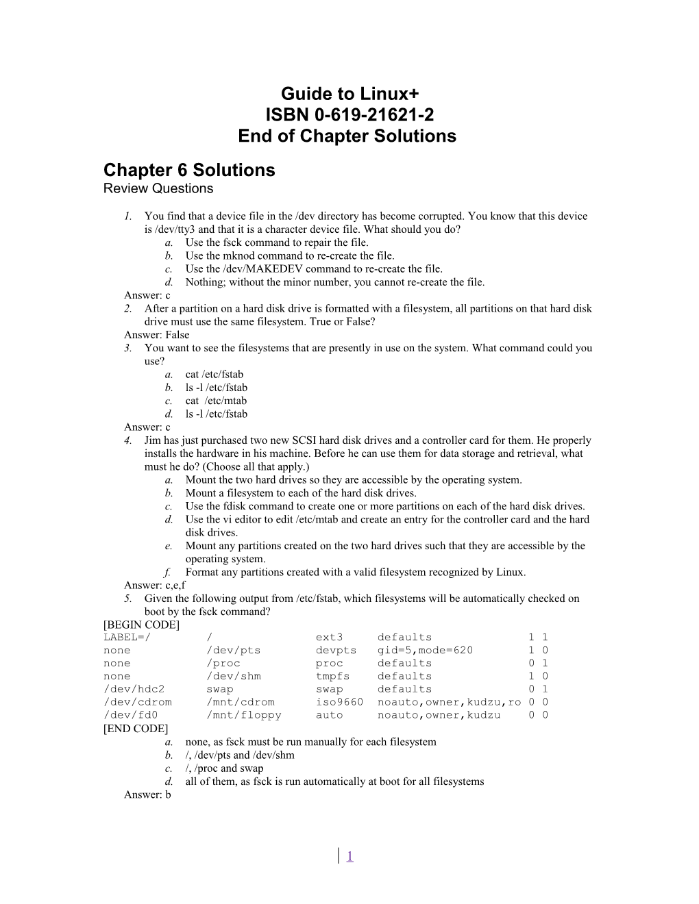 End Of Chapter Solutions Template