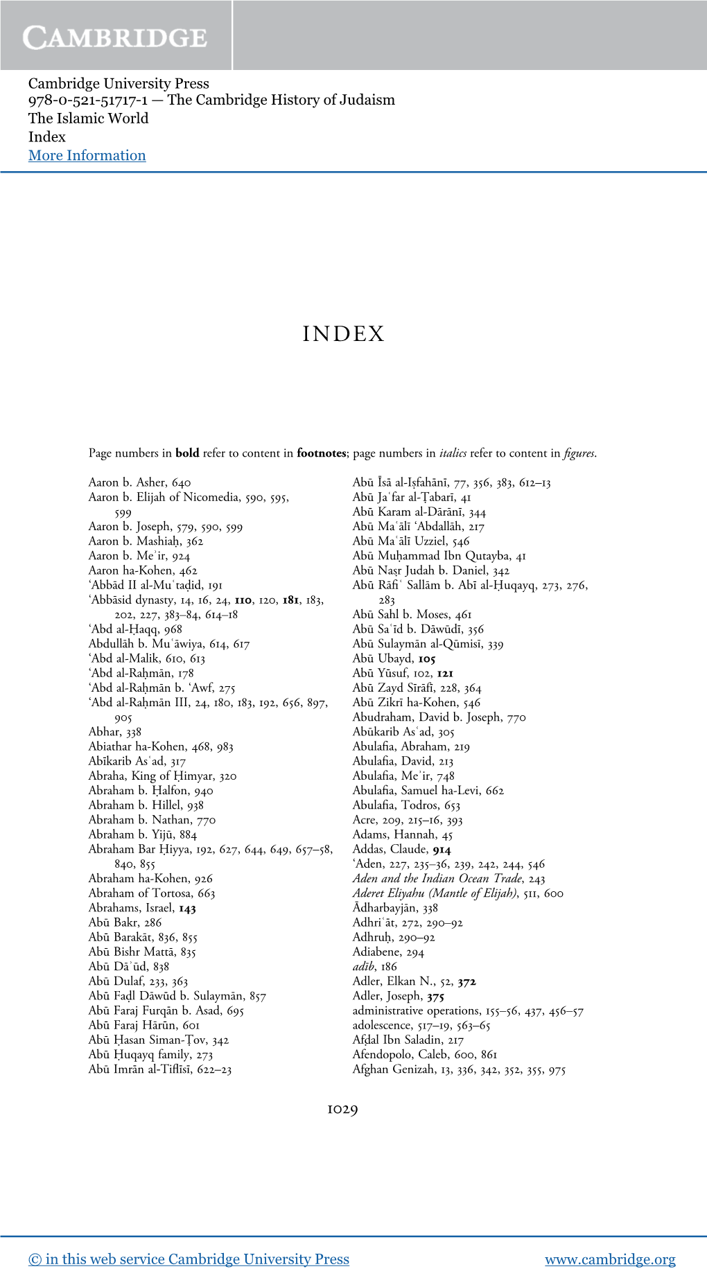 Cambridge University Press 978-0-521-51717-1 — the Cambridge History of Judaism the Islamic World Index More Information