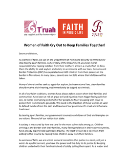 Women of Faith Cry out to Keep Families Together!