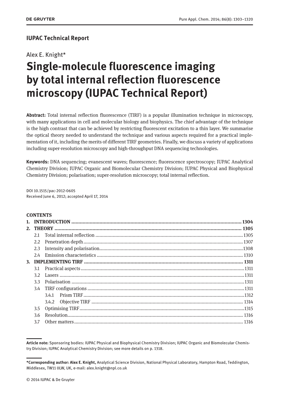 Single-Molecule Fluorescence Imaging by Total Internal Reflection Fluorescence Microscopy (IUPAC Technical Report)