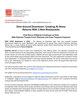 Dine Around Downtown: Cooking at Home Returns with 3 New Restaurants