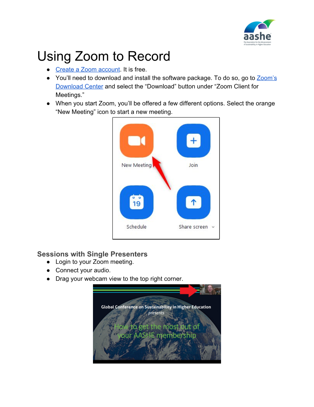 Using Zoom to Record ● Create a Zoom Account