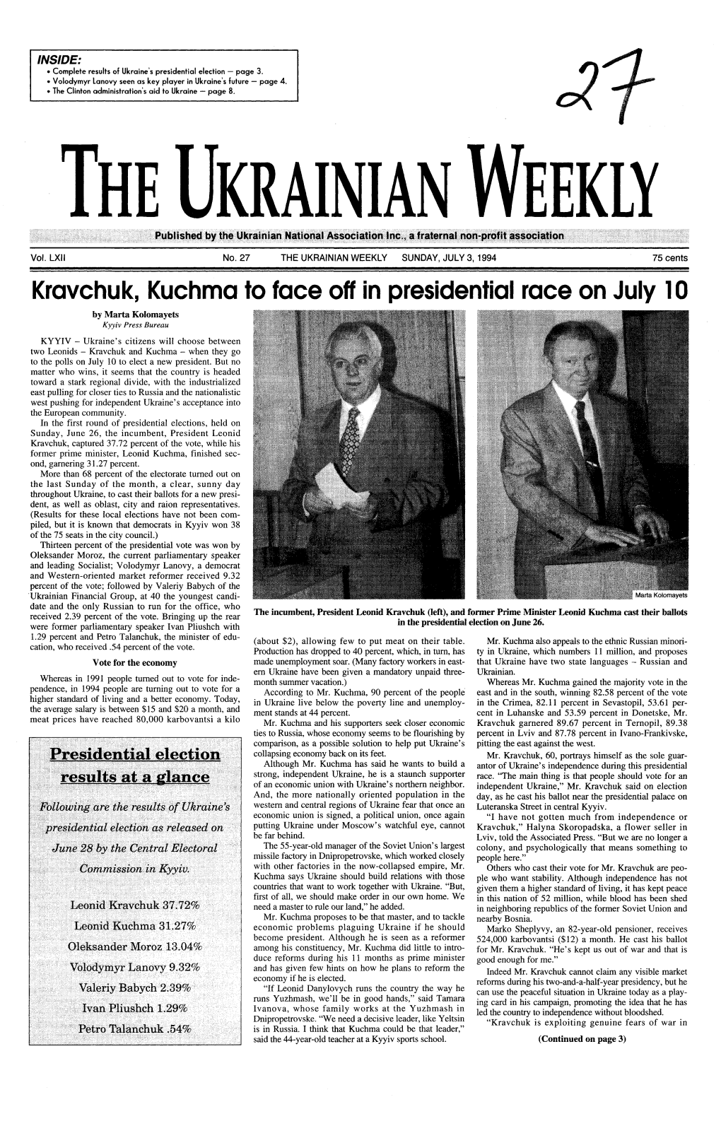 The Ukrainian Weekly 1994, No.27