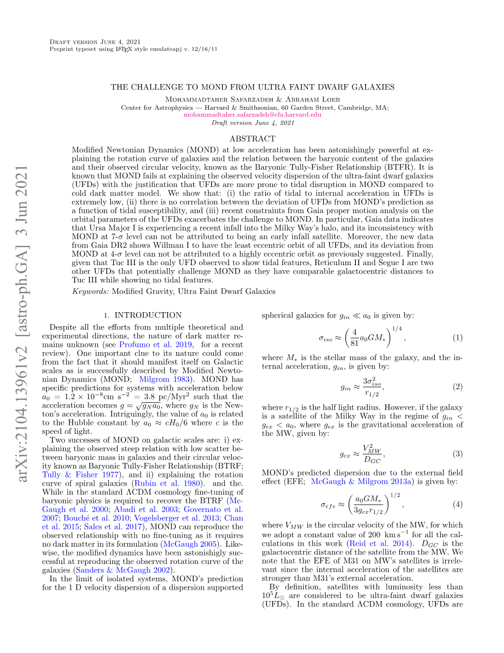 Arxiv:2104.13961V2 [Astro-Ph.GA] 3 Jun 2021 Curve of Spiral Galaxies (Rubin Et Al