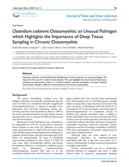Clostridium Cadaveris Osteomyelitis: an Unusual Pathogen Which