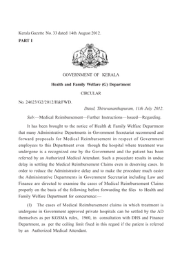 GOVERNMENT of KERALA Health and Family Welfare (G) Department