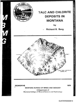 Berg 1979 Talc Chlorite Deposits in Montana.Pdf 4.19MB 2016-08-08