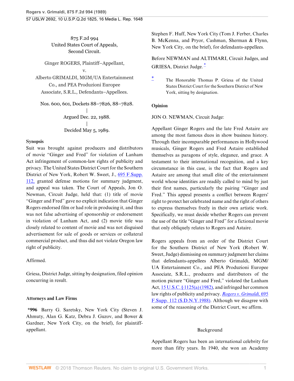 2018 Thomson Reuters. No Claim to Original US Government Works. 1 875 F.2D 994 United States Court of Appeals, Second Circu