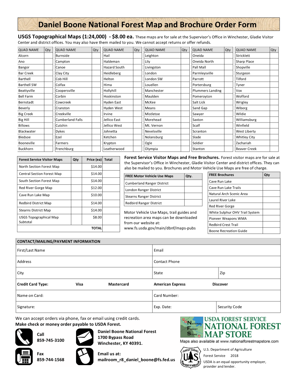 Map Order Form