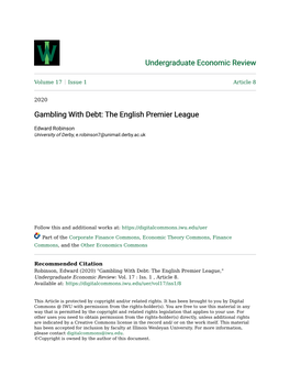 Gambling with Debt: the English Premier League