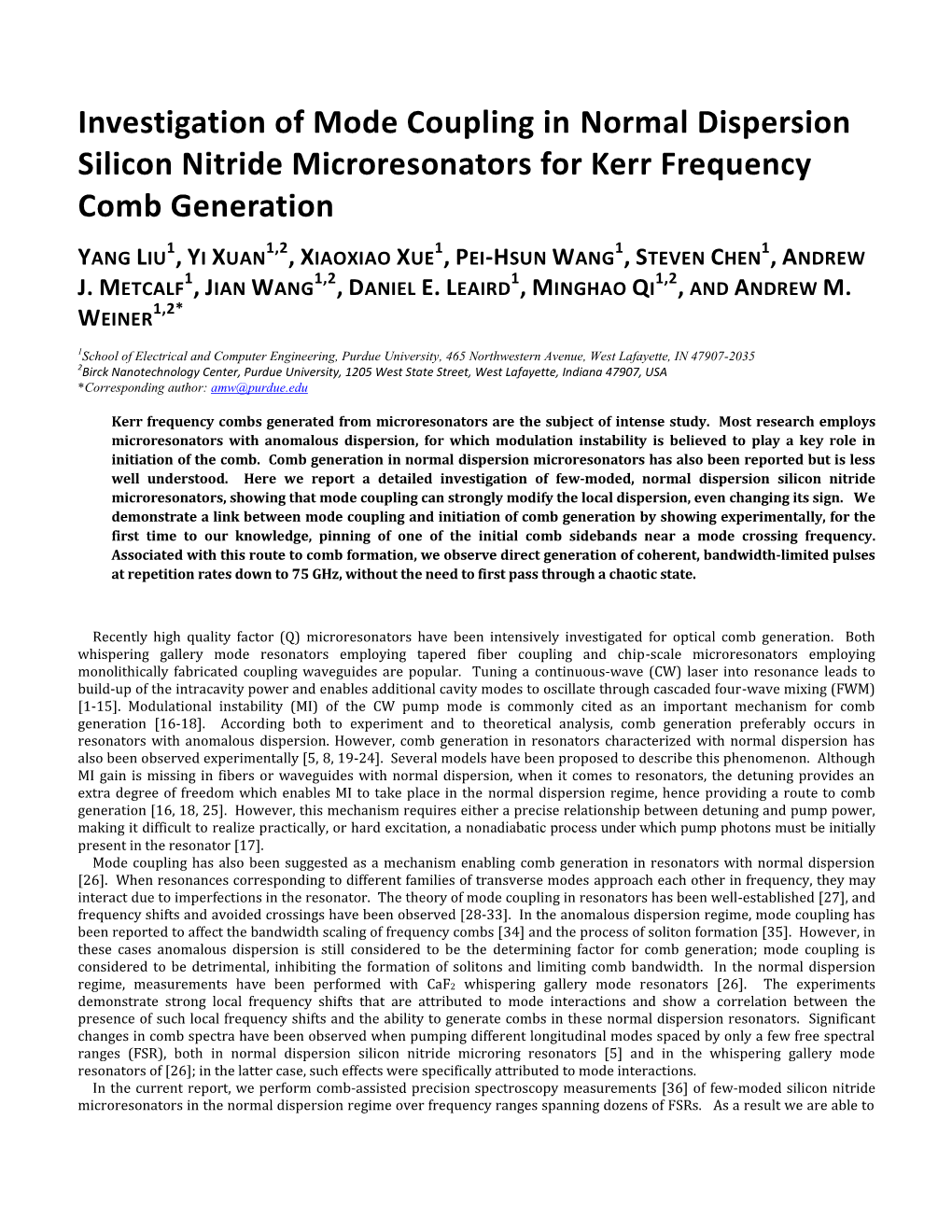 Investigation of Mode Coupling in Normal Dispersion Silicon Nitride