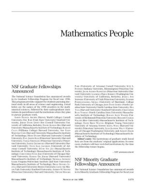 Mathematics People, Volume 45, Number 9