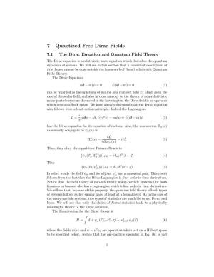 7 Quantized Free Dirac Fields