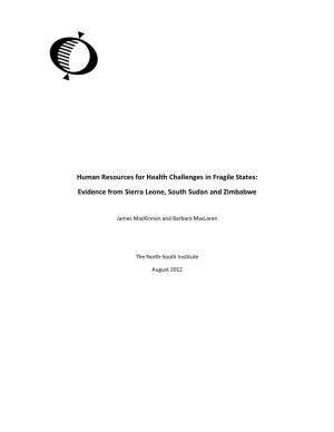 Human Resources for Health Challenges in Fragile States: Evidence from Sierra Leone, South Sudan and Zimbabwe