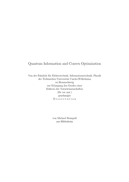 Quantum Information and Convex Optimization