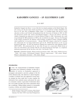 Kadambini Ganguly – an Illustrious Lady