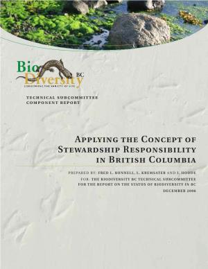 Applying the Concept of Stewardship Responsibility in British Columbia