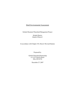 Draft Environmental Assessment