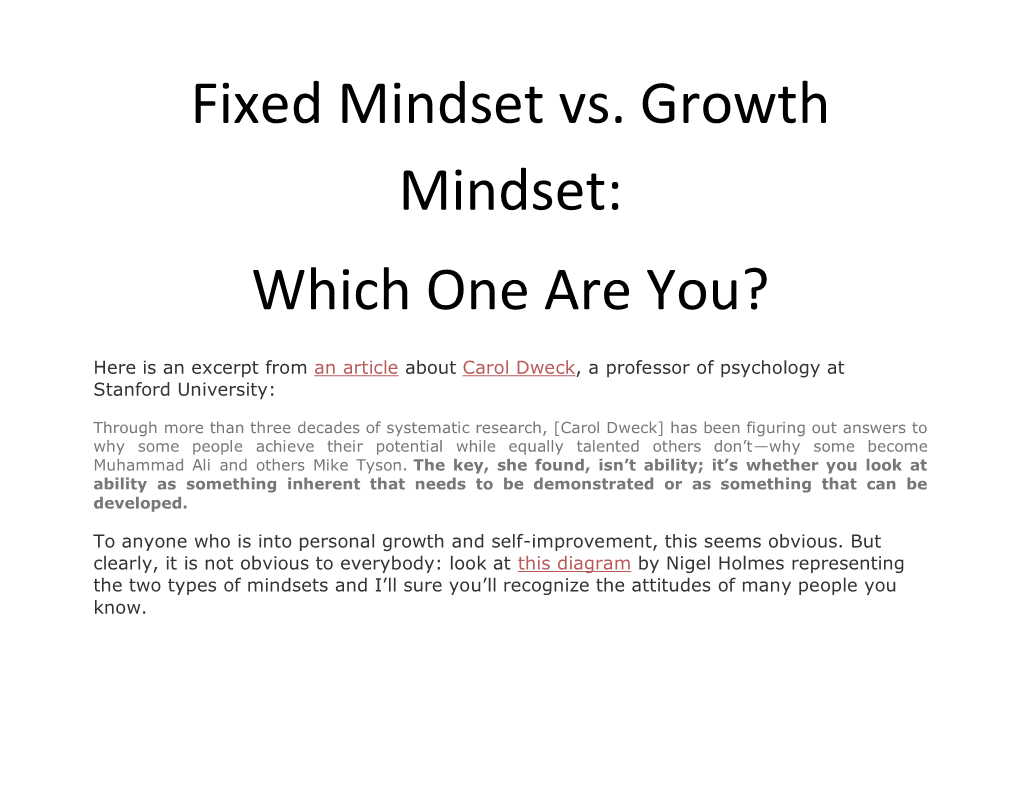 thesis statement on growth mindset