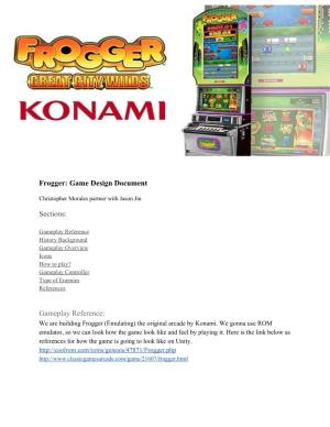 Frogger: Game Design Document Sections