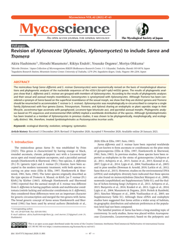 Revision of Xylonaceae (Xylonales, Xylonomycetes) to Include Sarea