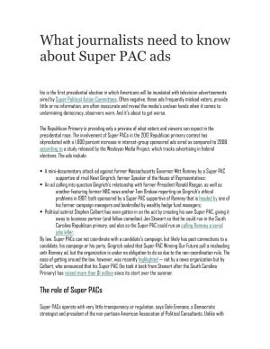 What Journalists Need to Know About Super PAC
