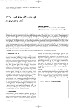 Précis of the Illusion of Conscious Will