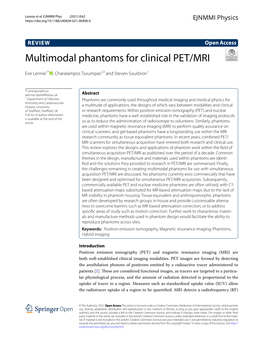 Multimodal Phantoms for Clinical PET/MRI