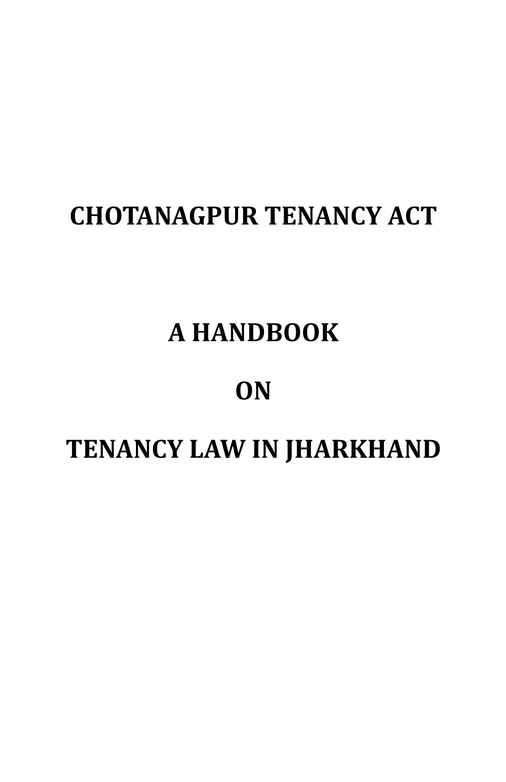 Chotanagpur Tenancy Act