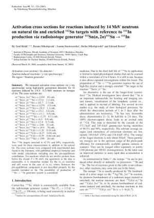 Activation Cross Sections for Reactions Induced by 14 Mev Neutrons On