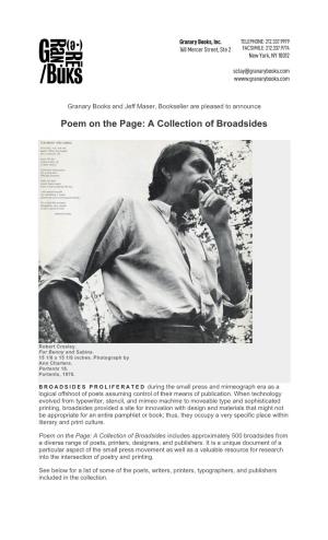 Poem on the Page: a Collection of Broadsides