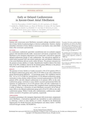 Early Or Delayed Cardioversion in Recent-Onset Atrial Fibrillation