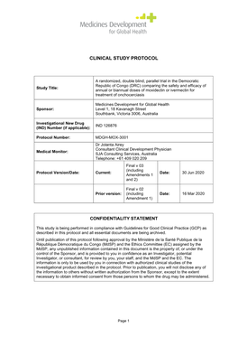 Clinical Study Protocol