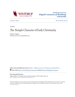 The Temple Character of Early Christianity