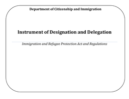 Instrument of Designation and Delegation