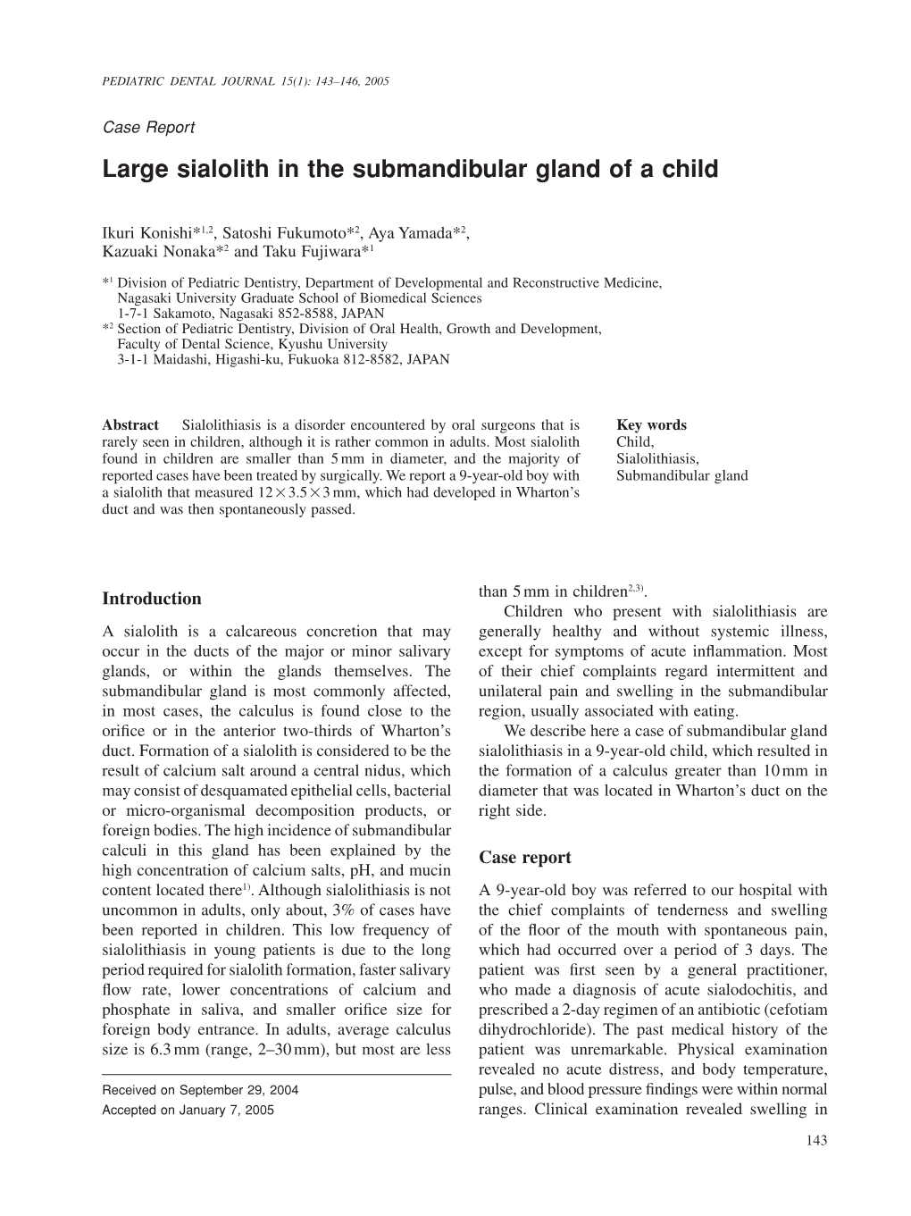 Large Sialolith in the Submandibular Gland of a Child