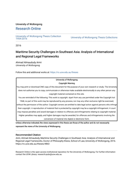 Maritime Security Challenges in Southeast Asia: Analysis of International and Regional Legal Frameworks