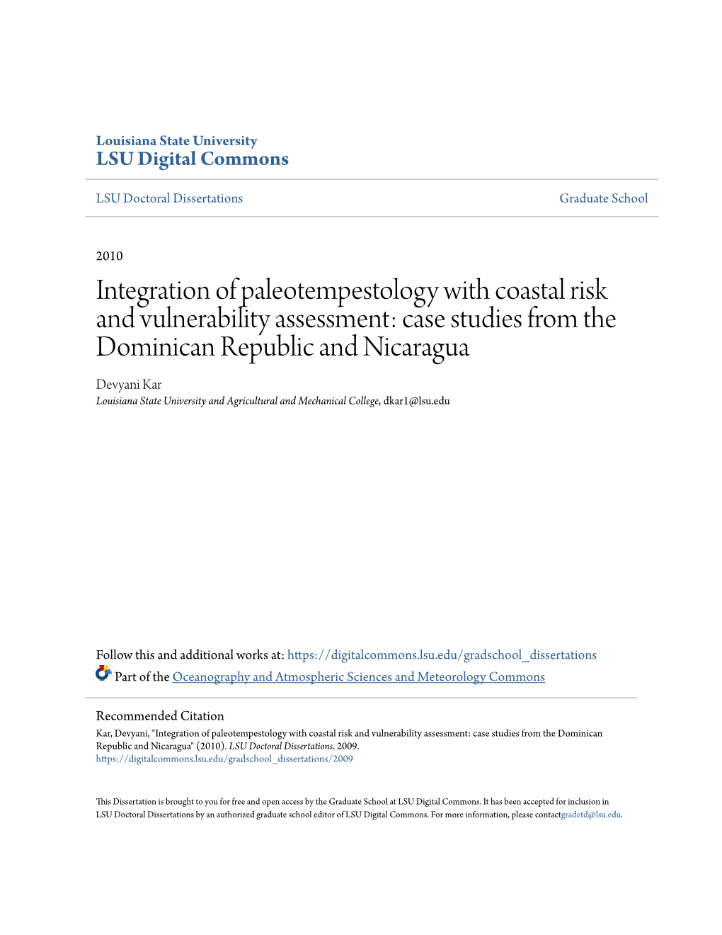 Integration of Paleotempestology with Coastal Risk and Vulnerability