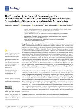 The Dynamics of the Bacterial Community of the Photobioreactor-Cultivated Green Microalga Haematococcus Lacustris During Stress-Induced Astaxanthin Accumulation