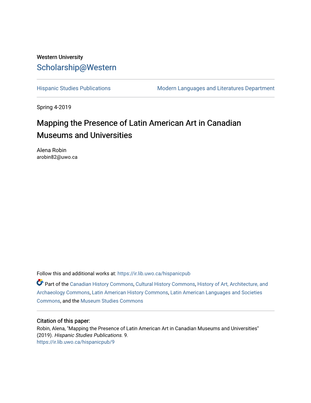 Mapping the Presence of Latin American Art in Canadian Museums and Universities