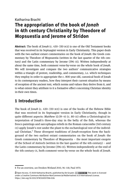The Appropriation of the Book of Jonah in 4Th Century Christianity by Theodore of Mopsuestia and Jerome of Stridon