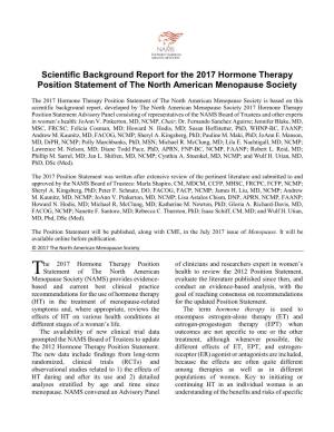 Scientific Background Report for the 2017 Hormone Therapy Position Statement of the North American Menopause Society