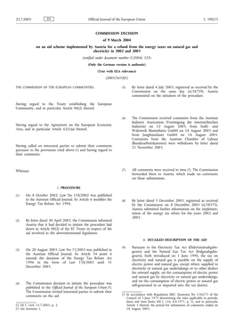 COMMISSION DECISION of 9 March 2004 on an Aid Scheme