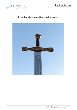 Excalibur Quiz: Questions and Answers