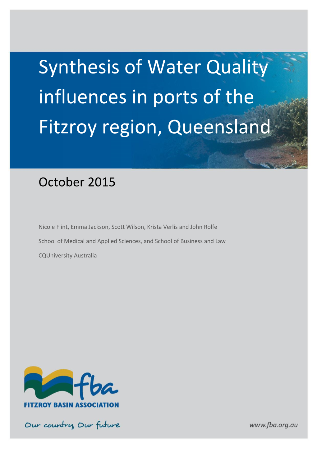 Synthesis of Water Quality Influences in Ports of the Fitzroy Region, Queensland