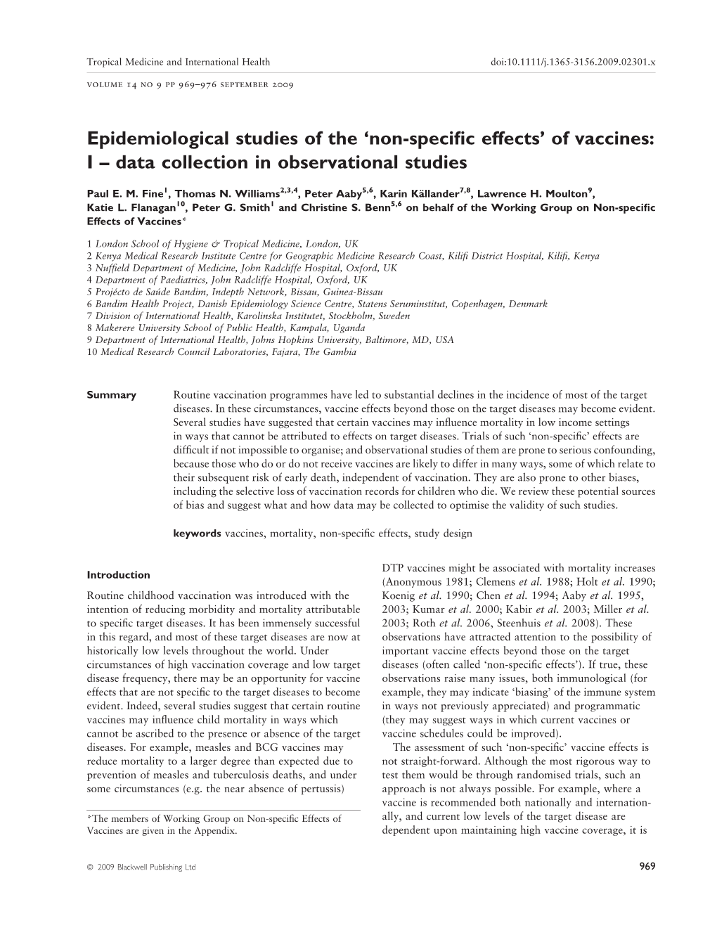 Epidemiological Studies of the 'Non-Specific Effects' of Vaccines