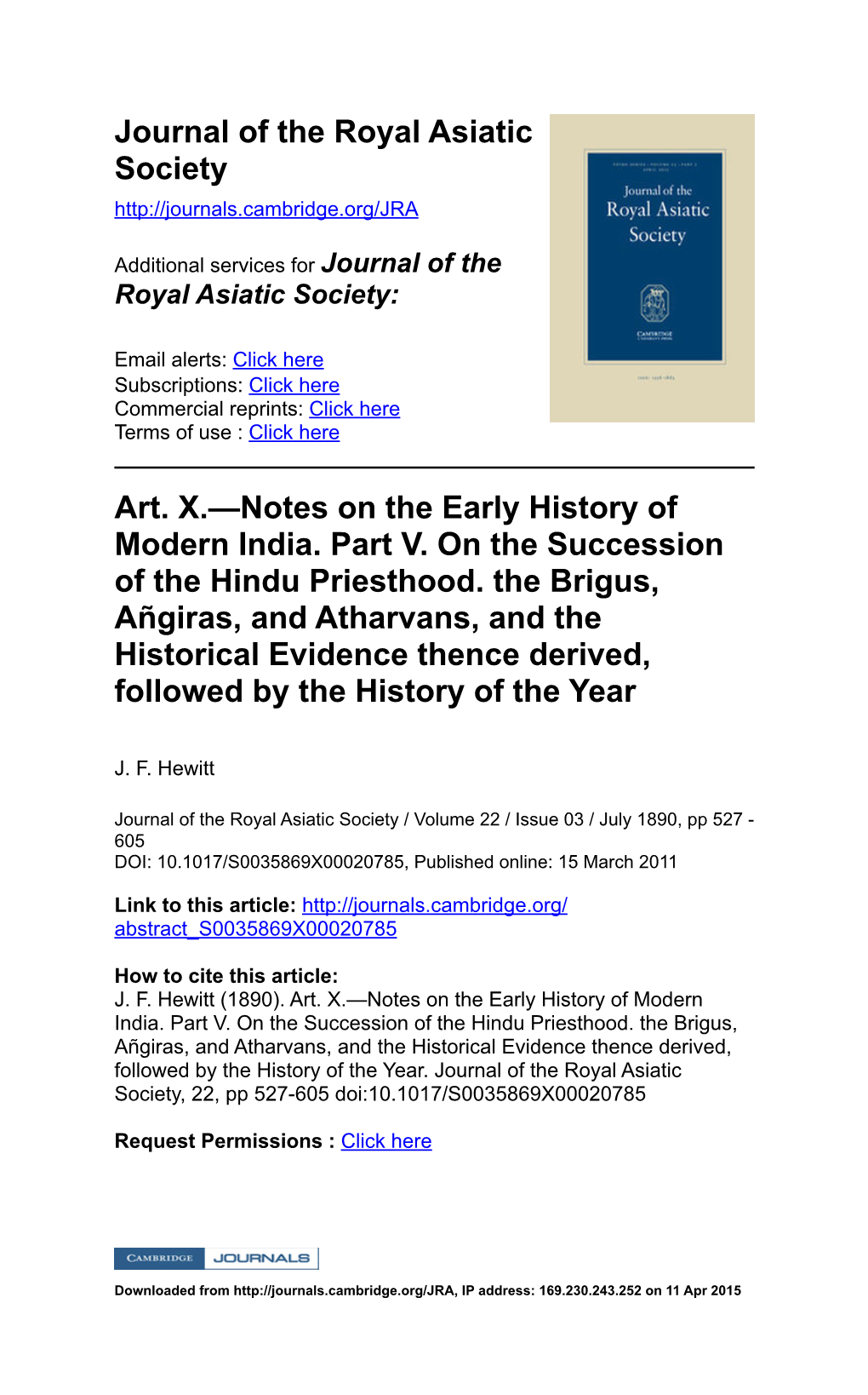 Journal of the Royal Asiatic Society Art. X