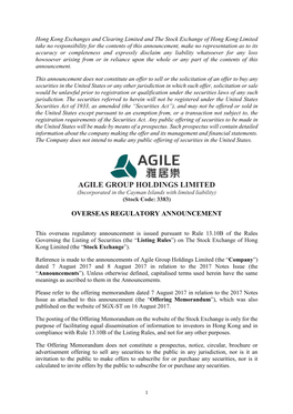 AGILE GROUP HOLDINGS LIMITED (Incorporated in the Cayman Islands with Limited Liability) (Stock Code: 3383)