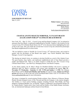 Coastal Living Selects Norfolk, Va's East Beach As